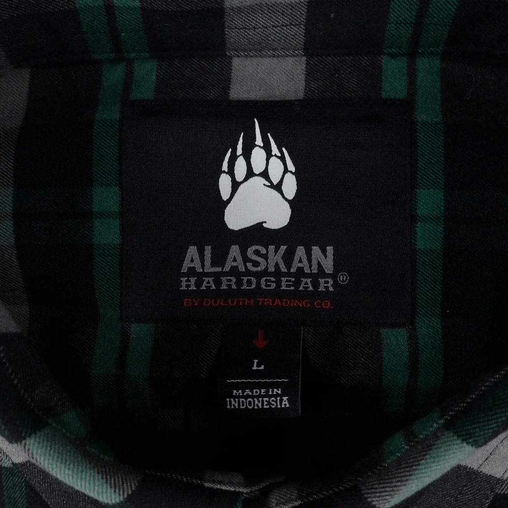 Alaskan Hardgear Button Down Shirt Men's Large Plaid Work Green Black